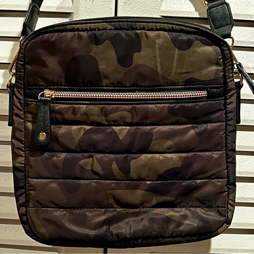 Sondra Roberts  Squared Camouflage Nylon Puffer Crossbody Bag